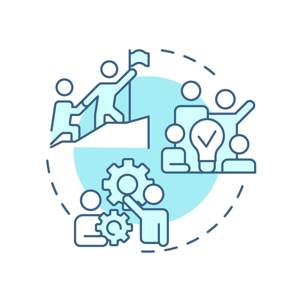 Partnership for goals soft blue concept icon. Team work, workflow. Collaboration, business. Round shape line illustration. Abstract idea. Graphic design. Easy to use in infographic, presentation vector