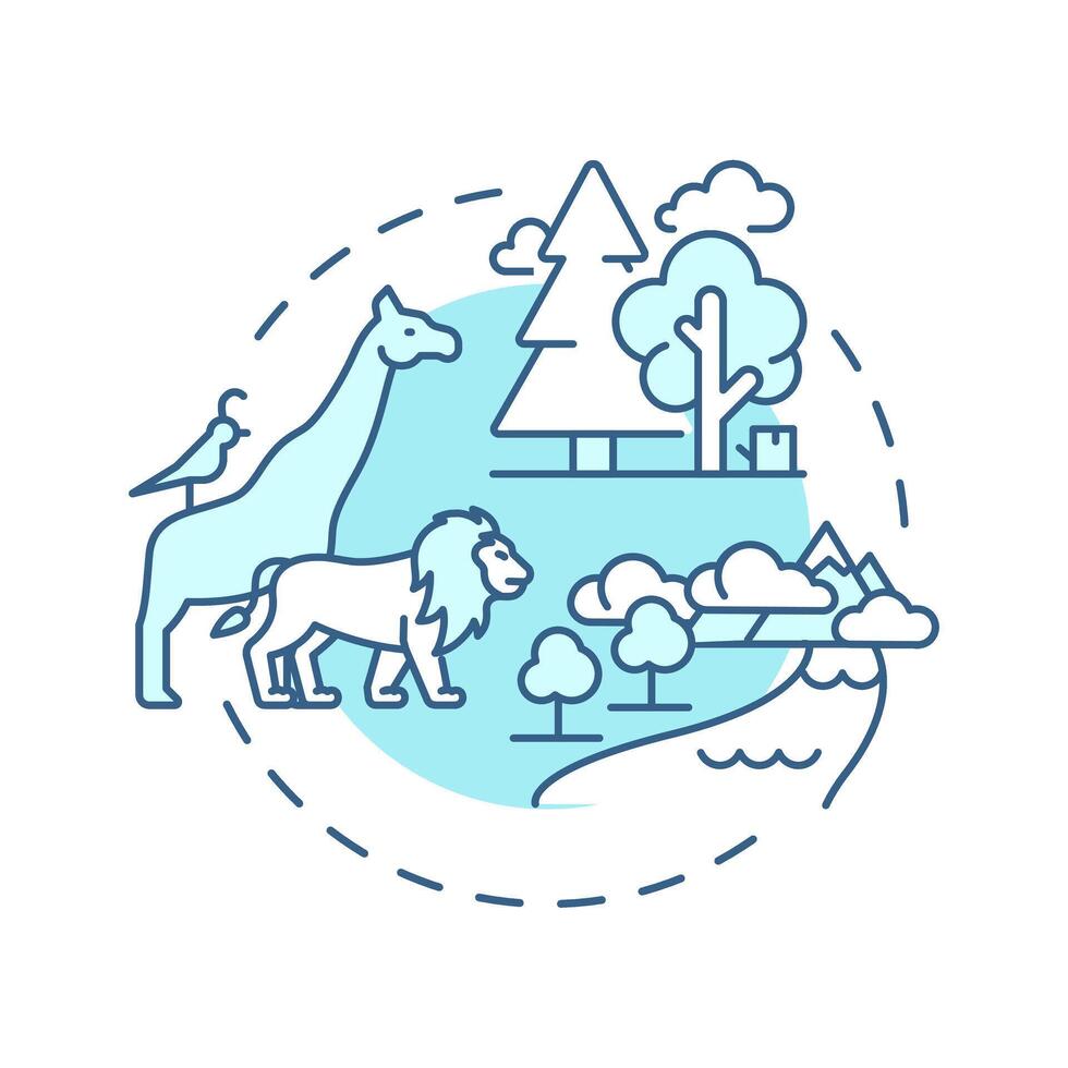 Life on land soft blue concept icon. Forest animals, ecology. Mammals, wildlife. Round shape line illustration. Abstract idea. Graphic design. Easy to use in infographic, presentation vector