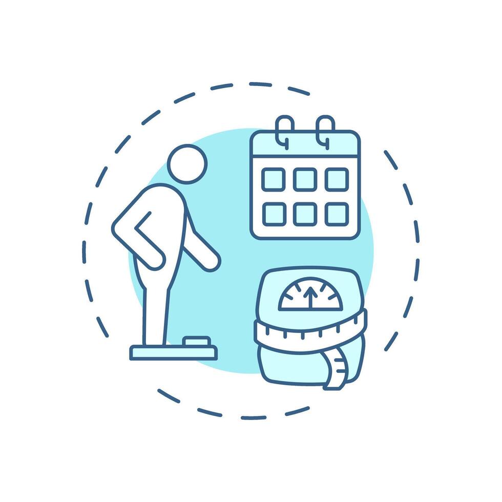 Weight history soft blue concept icon. Fat measurement, scales. Obesity management, control. Round shape line illustration. Abstract idea. Graphic design. Easy to use in infographic, presentation vector