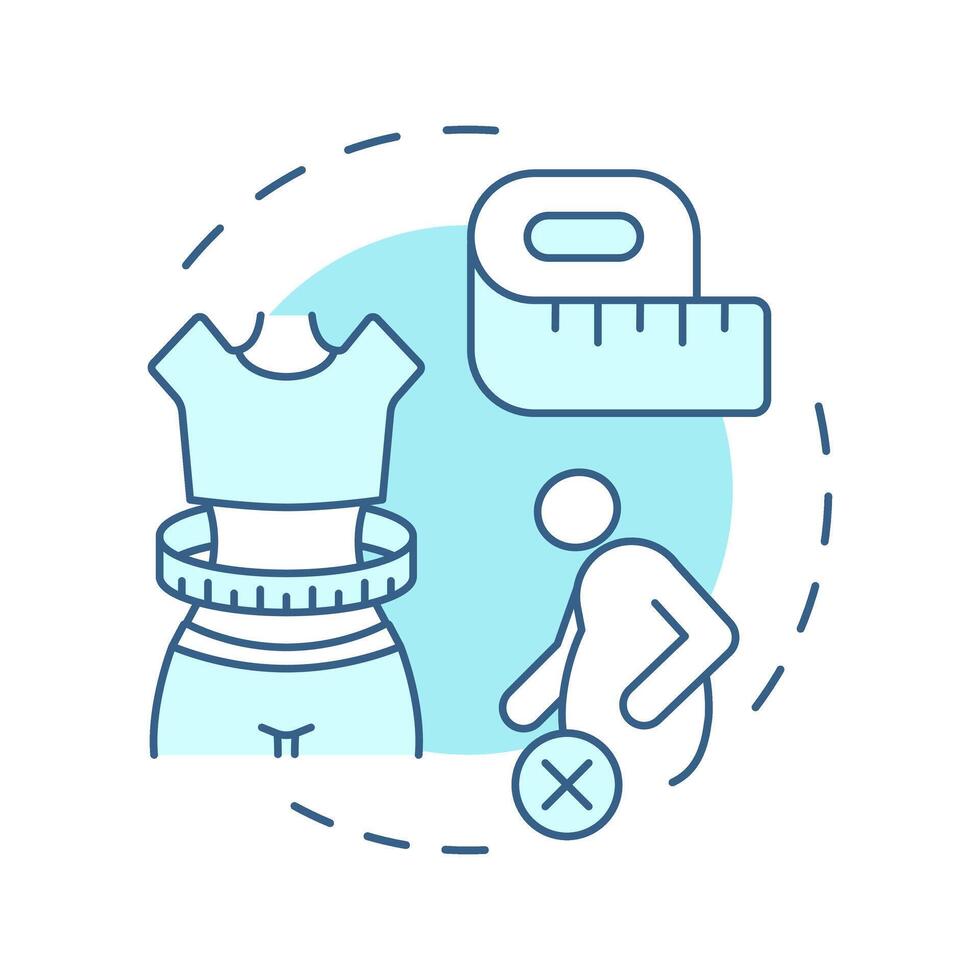Waist size soft blue concept icon. Measuring tape, human body. Obesity management. Round shape line illustration. Abstract idea. Graphic design. Easy to use in infographic, presentation vector