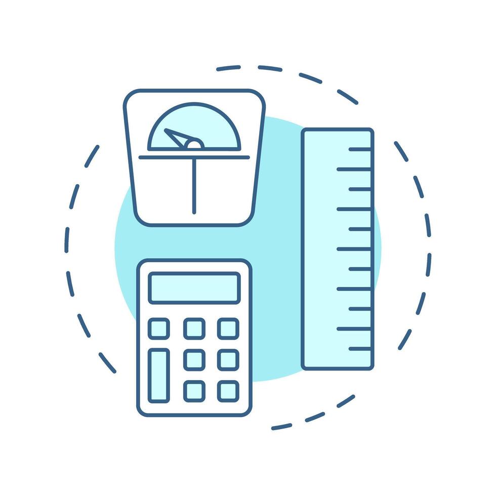 BMI soft blue concept icon. Body mass index. Fat calculation, measurement tools. Round shape line illustration. Abstract idea. Graphic design. Easy to use in infographic, presentation vector