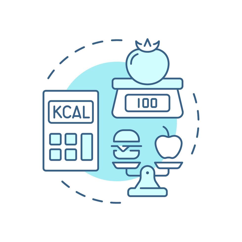 Cutting calories soft blue concept icon. Meal control, food weight. Nutrition, healthcare. Round shape line illustration. Abstract idea. Graphic design. Easy to use in infographic, presentation vector