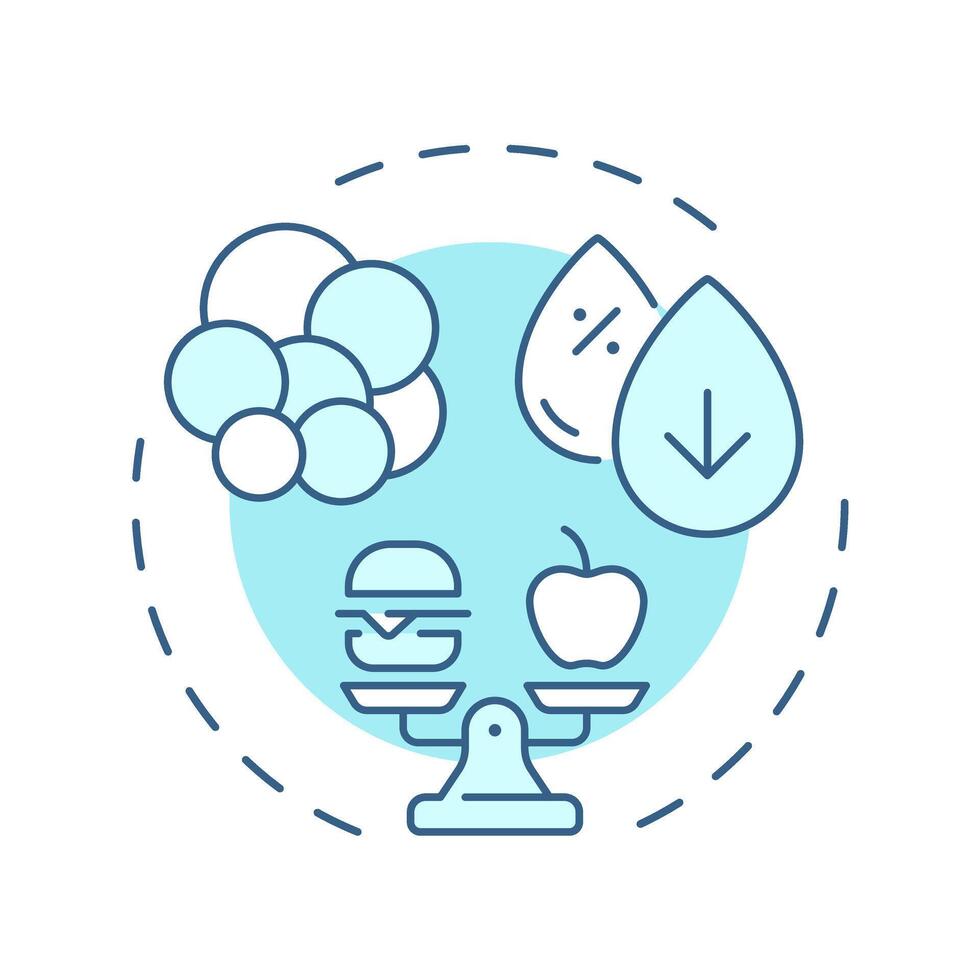 Cholesterol soft blue concept icon. Meal control, food weight. Molecules, biochemistry. Round shape line illustration. Abstract idea. Graphic design. Easy to use in infographic, presentation vector