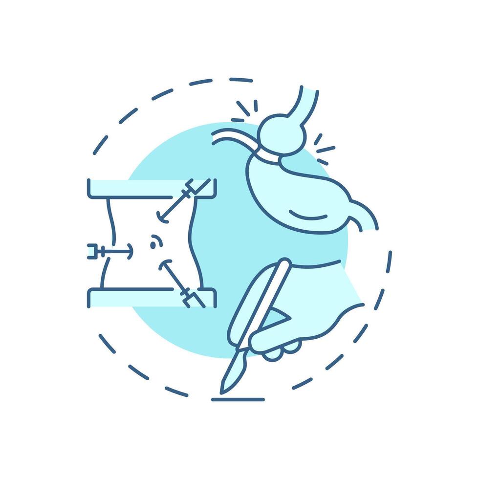 Bariatric surgery soft blue concept icon. Medical operation, anatomy. Obesity management. Round shape line illustration. Abstract idea. Graphic design. Easy to use in infographic, presentation vector