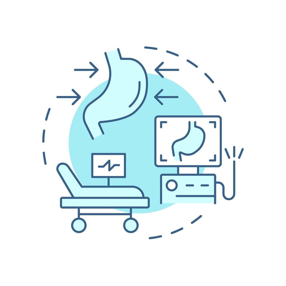 Endoscopic management soft blue concept icon. Medical diagnostic, analysis. Treatment, therapy. Round shape line illustration. Abstract idea. Graphic design. Easy to use in infographic, presentation vector