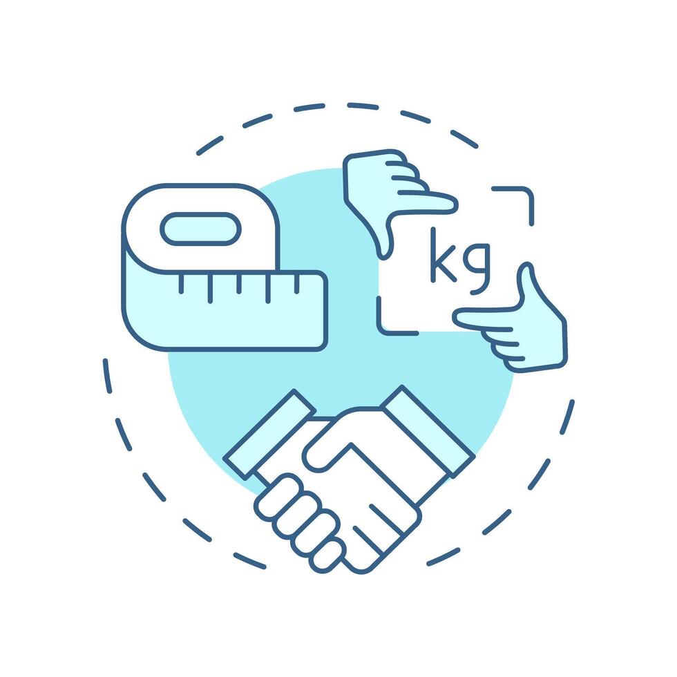 Agree soft blue concept icon. Weight measurement, management. Goal setting, milestone. Round shape line illustration. Abstract idea. Graphic design. Easy to use in infographic, presentation vector