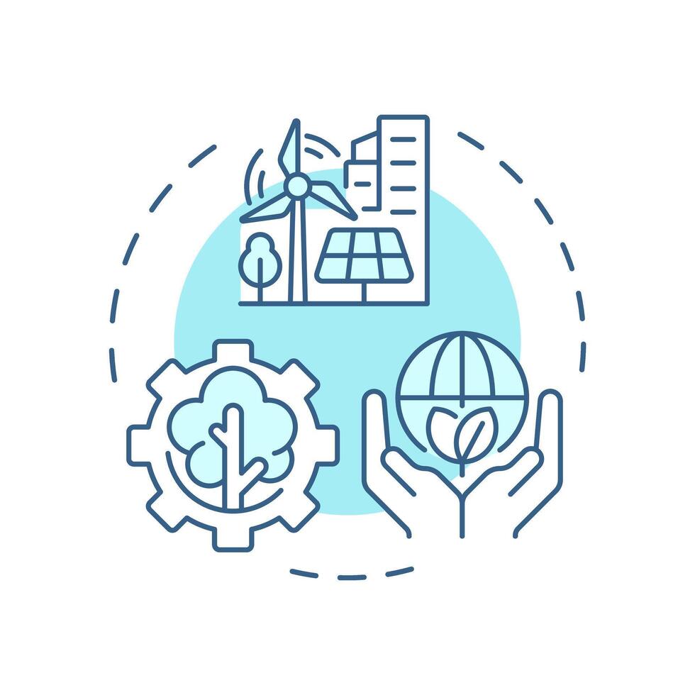 Environmental sustainability soft blue concept icon. Green energy, ecology preservation. Round shape line illustration. Abstract idea. Graphic design. Easy to use in infographic, presentation vector