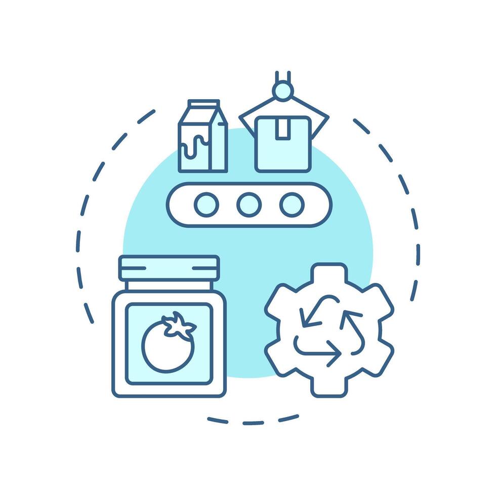 Food processing soft blue concept icon. Production technology, tools. Packaging, reusing. Round shape line illustration. Abstract idea. Graphic design. Easy to use in infographic, presentation vector