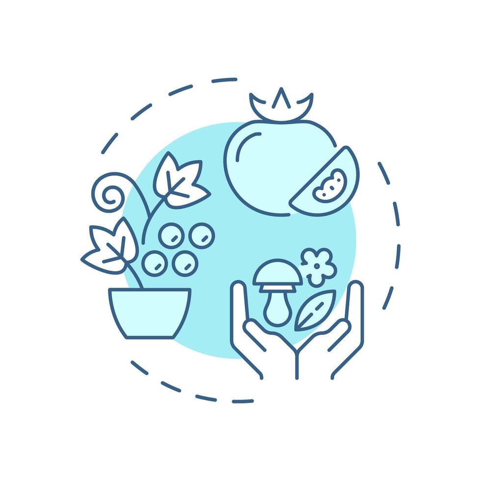 Plant-based food soft blue concept icon. Organic products, agriculture. Harvesting, farming. Round shape line illustration. Abstract idea. Graphic design. Easy to use in infographic, presentation vector