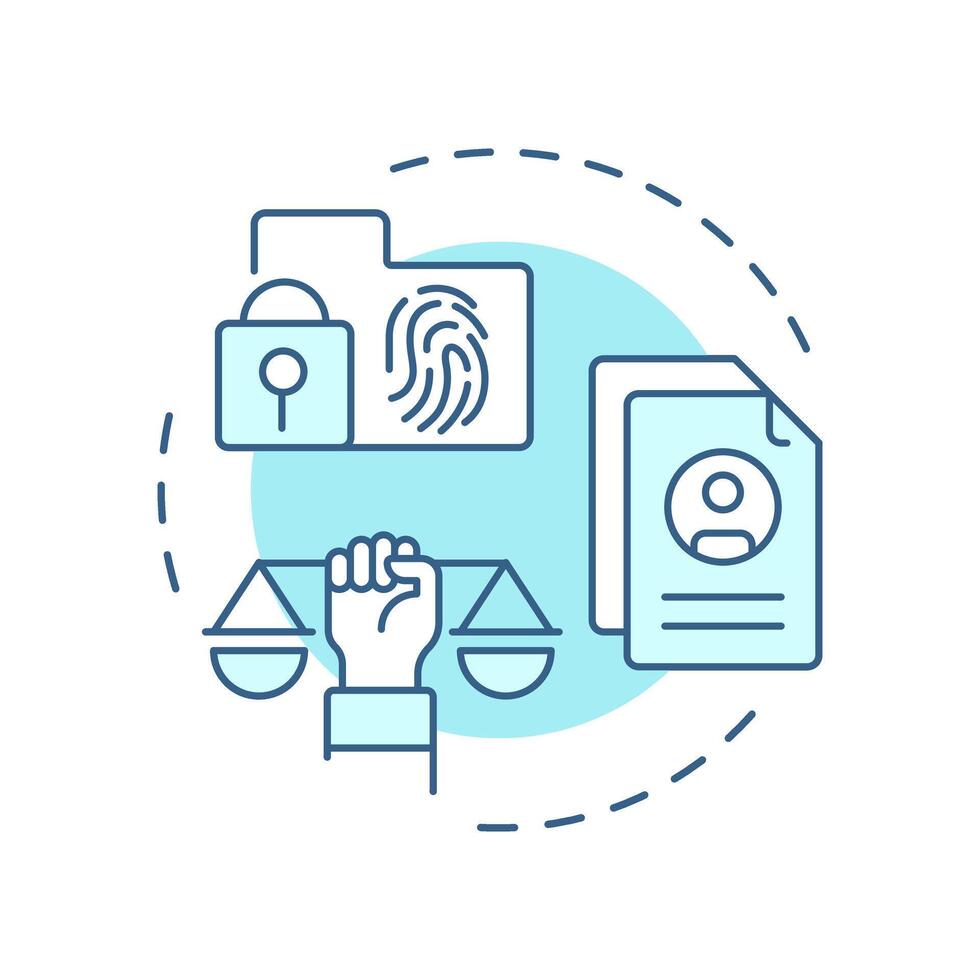 Recognition right soft blue concept icon. Personal information, biometric system. Round shape line illustration. Abstract idea. Graphic design. Easy to use in infographic, presentation vector