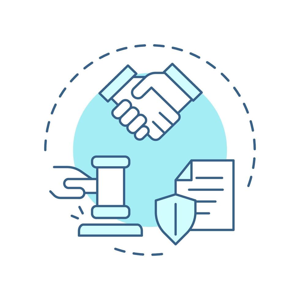 Legal remedy right soft blue concept icon. Legislation, justice. Compensation statement. Round shape line illustration. Abstract idea. Graphic design. Easy to use in infographic, presentation vector