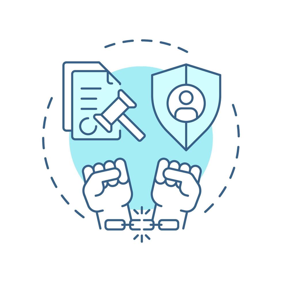 Arbitrary arrest freedom soft blue concept icon. Personal freedom, democracy. Round shape line illustration. Abstract idea. Graphic design. Easy to use in infographic, presentation vector