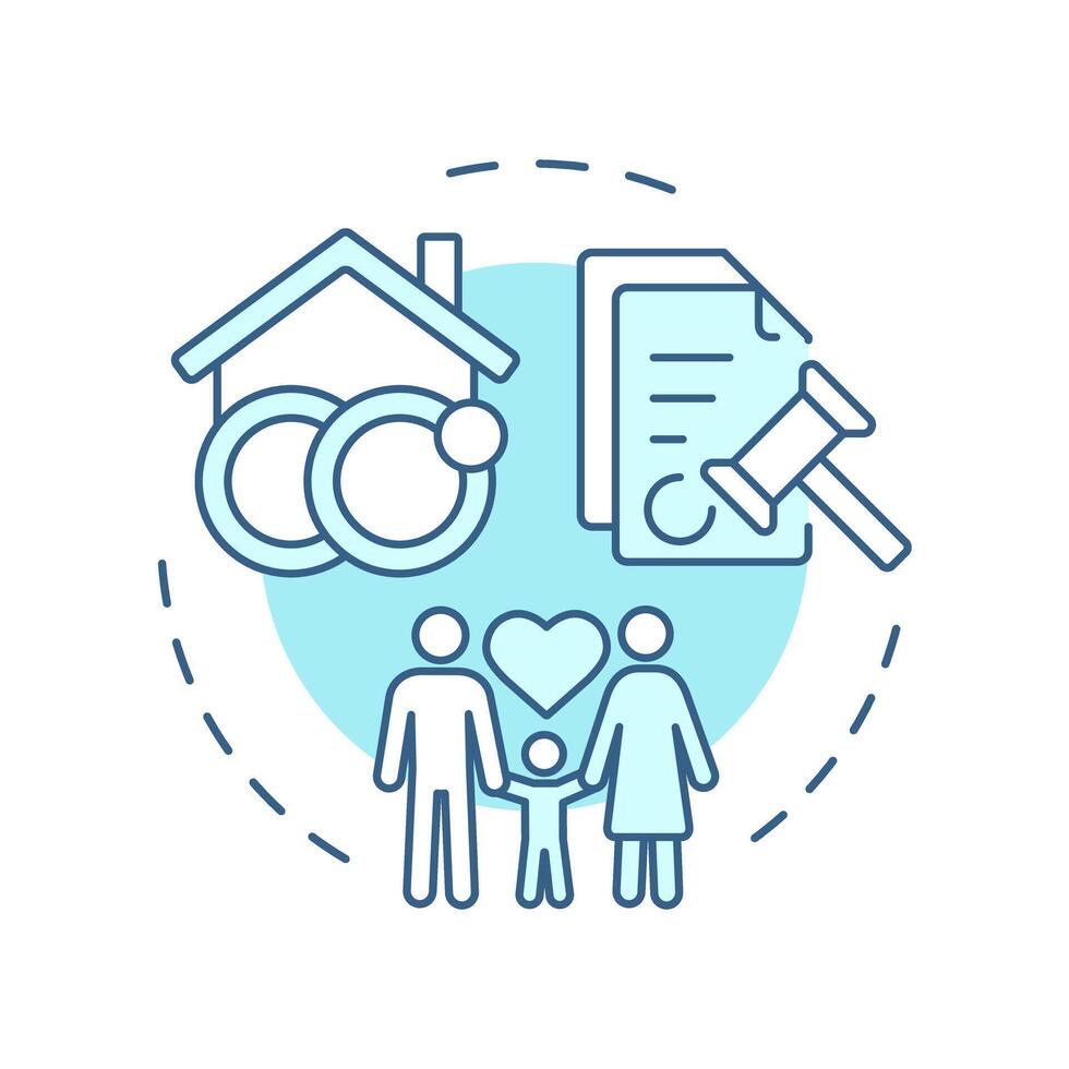 Marriage and family soft blue concept icon. Social democracy, liberty. Ownership, culture. Round shape line illustration. Abstract idea. Graphic design. Easy to use in infographic, presentation vector