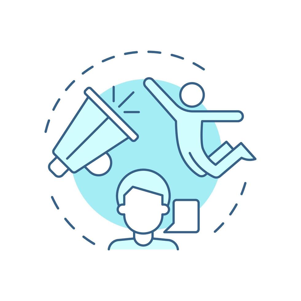 Expression freedom soft blue concept icon. Cultural acceptance, personal opinion. Round shape line illustration. Abstract idea. Graphic design. Easy to use in infographic, presentation vector