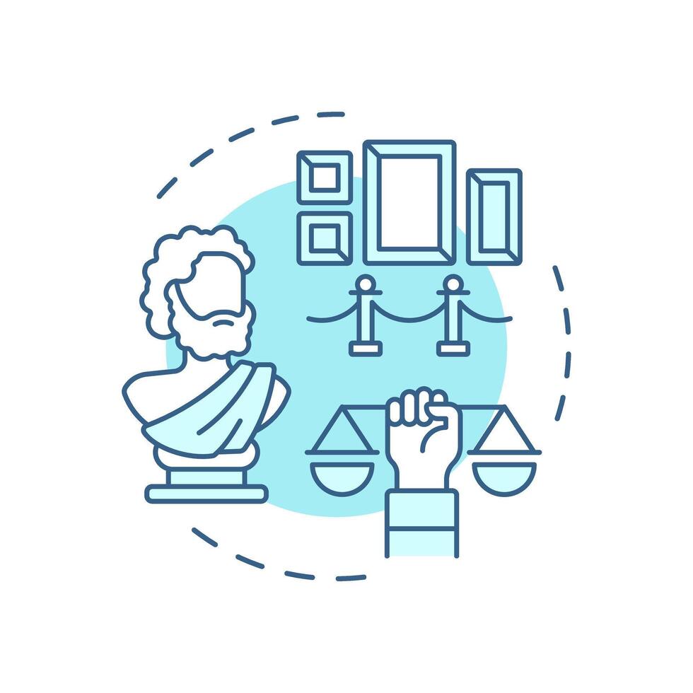 Cultural life participation soft blue concept icon. Art gallery, public sculpture. Round shape line illustration. Abstract idea. Graphic design. Easy to use in infographic, presentation vector
