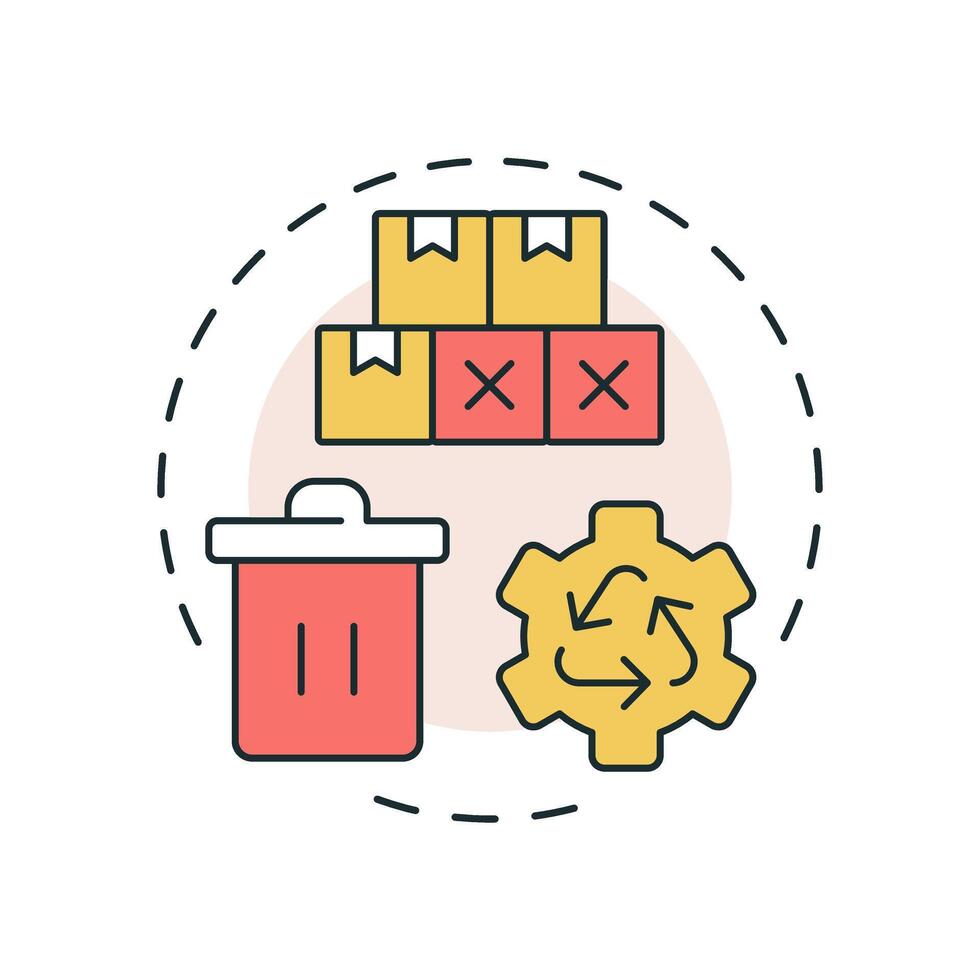 Minimizes inventory footprint multi color concept icon. Reduction in scrap and waste. Benefit of MRP II. Round shape line illustration. Abstract idea. Graphic design. Easy to use in article vector