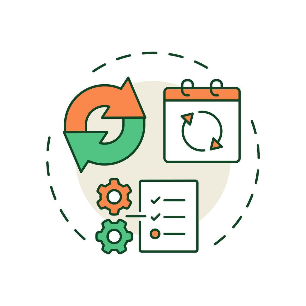 Changes to planned orders multi color concept icon. Modifications in original production schedules. MRP output. Round shape line illustration. Abstract idea. Graphic design. Easy to use in article vector