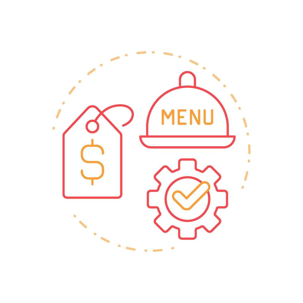 Menu psychology duo tone concept icon. Strategy of dishes selling. Restaurant business management. Round two color outline illustration. Abstract design. Easy to use in presentation vector
