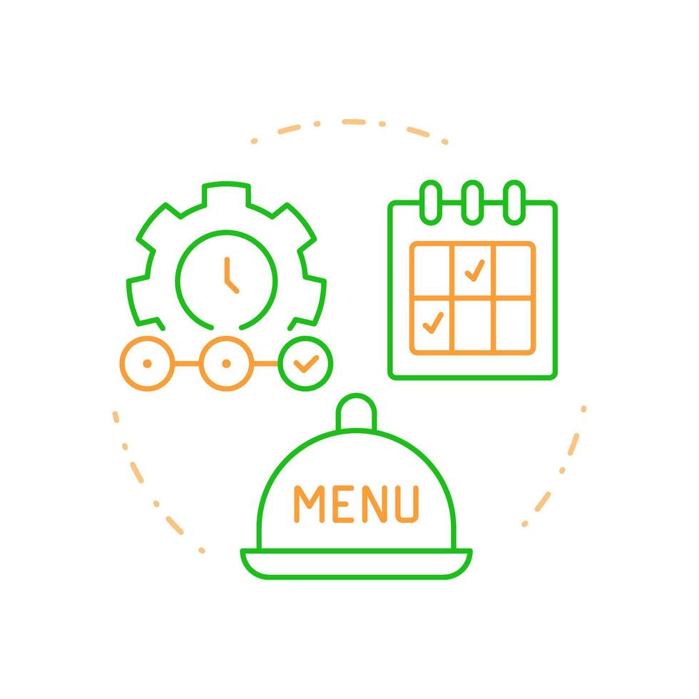 Choose time frame duo tone concept icon. Step of menu engineering. Restaurant industry management. Round two color outline illustration. Abstract design. Easy to use in promotional material vector