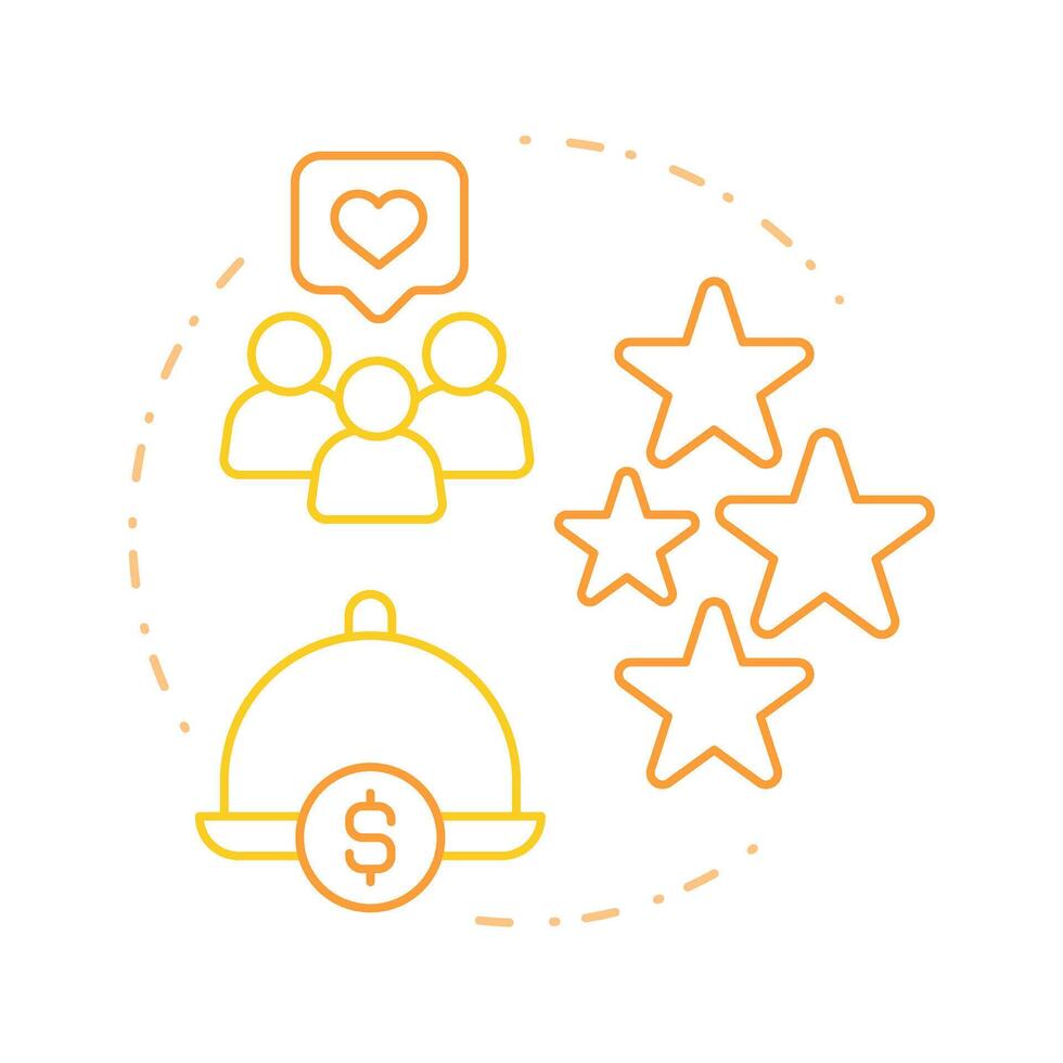 Stars dishes duo tone concept icon. Highly profitable and popular goods. Menu engineering matrix. Round two color outline illustration. Abstract design. Easy to use in presentation vector
