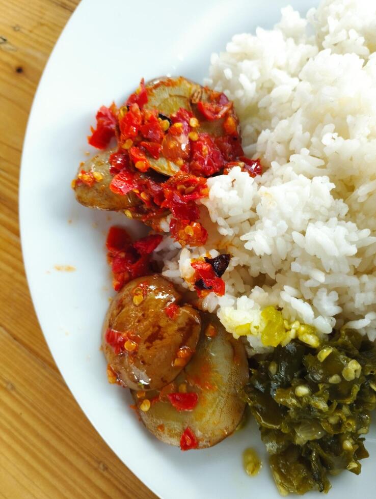 rice with Indonesian traditional food photo