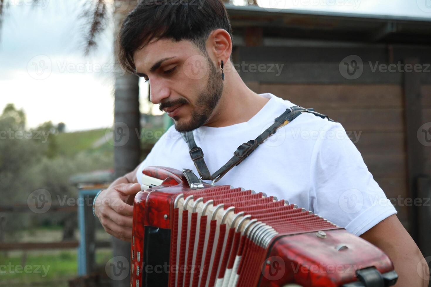 Musician Accordion Notes Enriching Rural Air photo