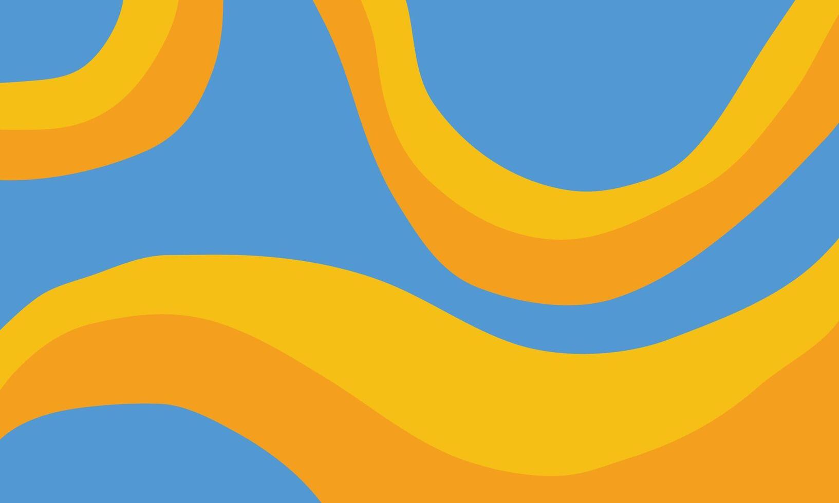 Abstract yellow waves on blue background vector