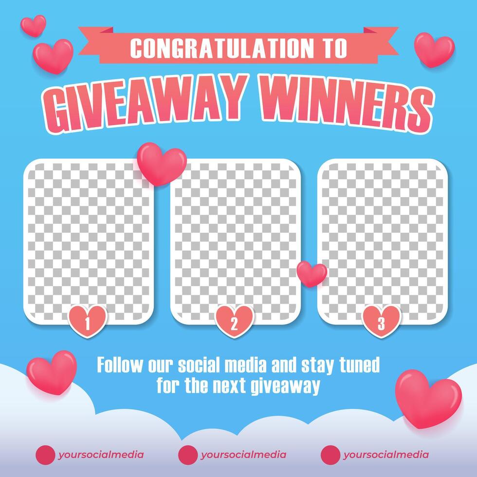 Giveaway contest banner for social media post design template with valentines day theme vector