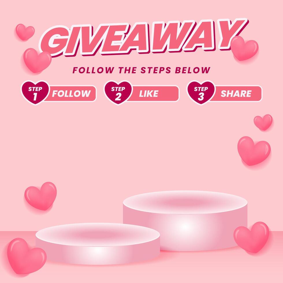 Valentine's Day social media post template with stand podium for promotion vector