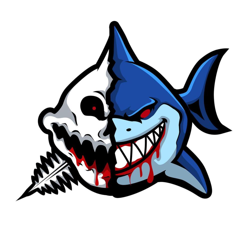 shark evil spooky mascot logo vector