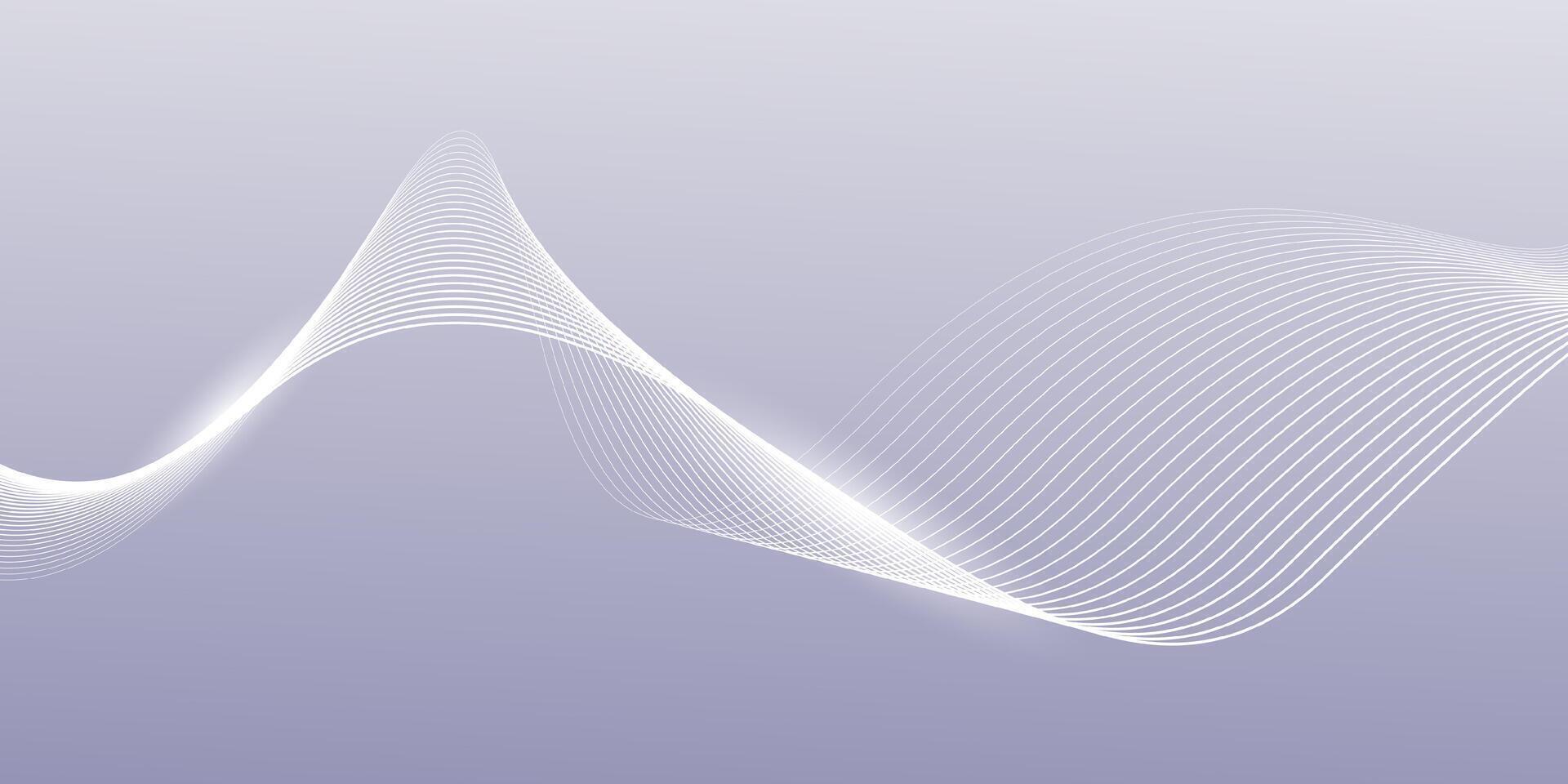 Abstract gray background with white wave lines vector