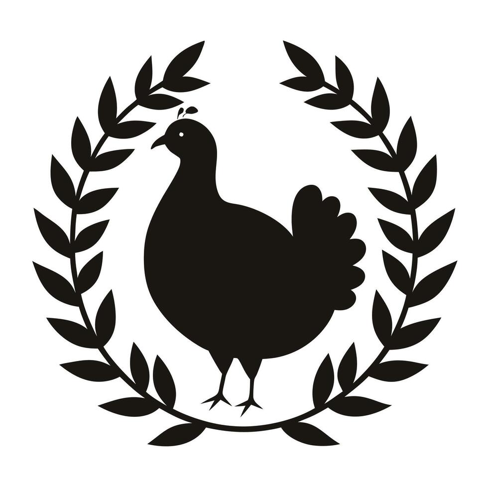 Turkey with wreath art illustration for festive holiday vector
