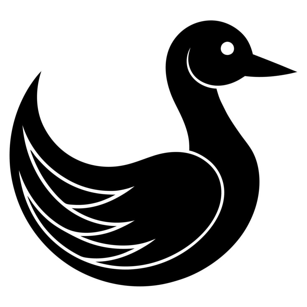 Minimalist duck silhouette art illustration for design projects vector