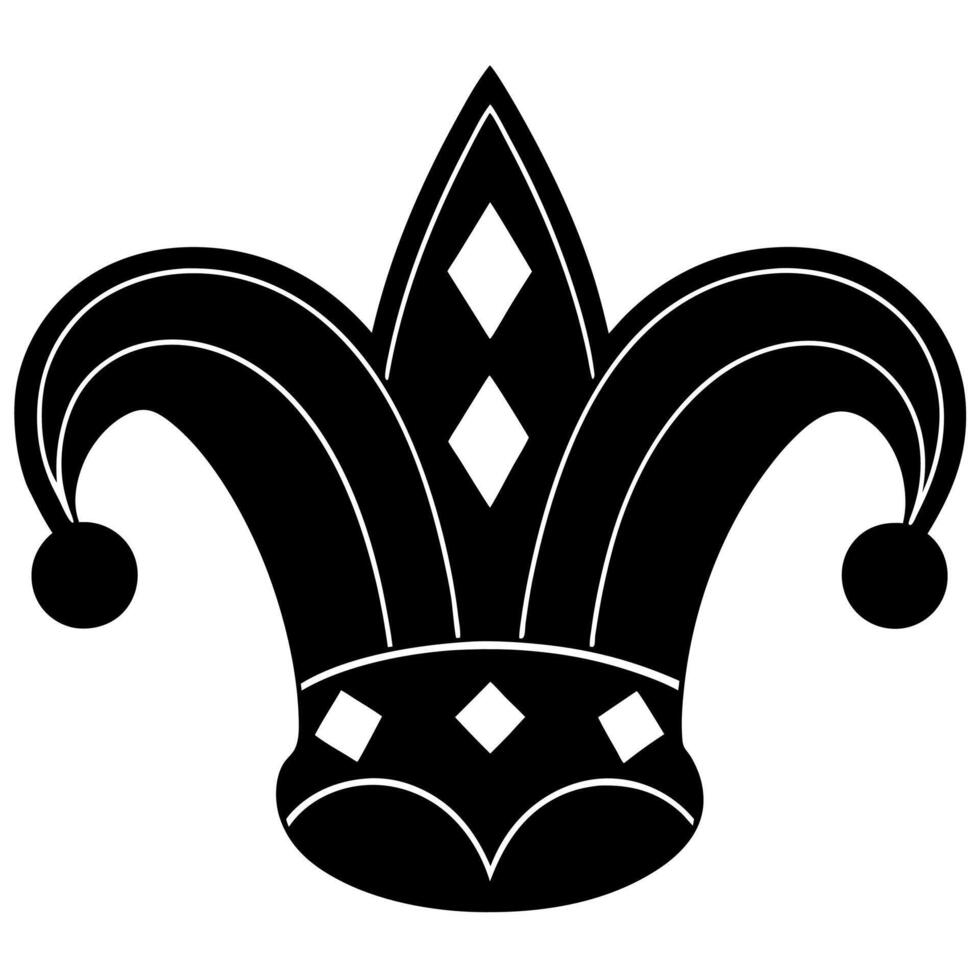 Playful and dramatic joker crown silhouette perfect for any project. vector