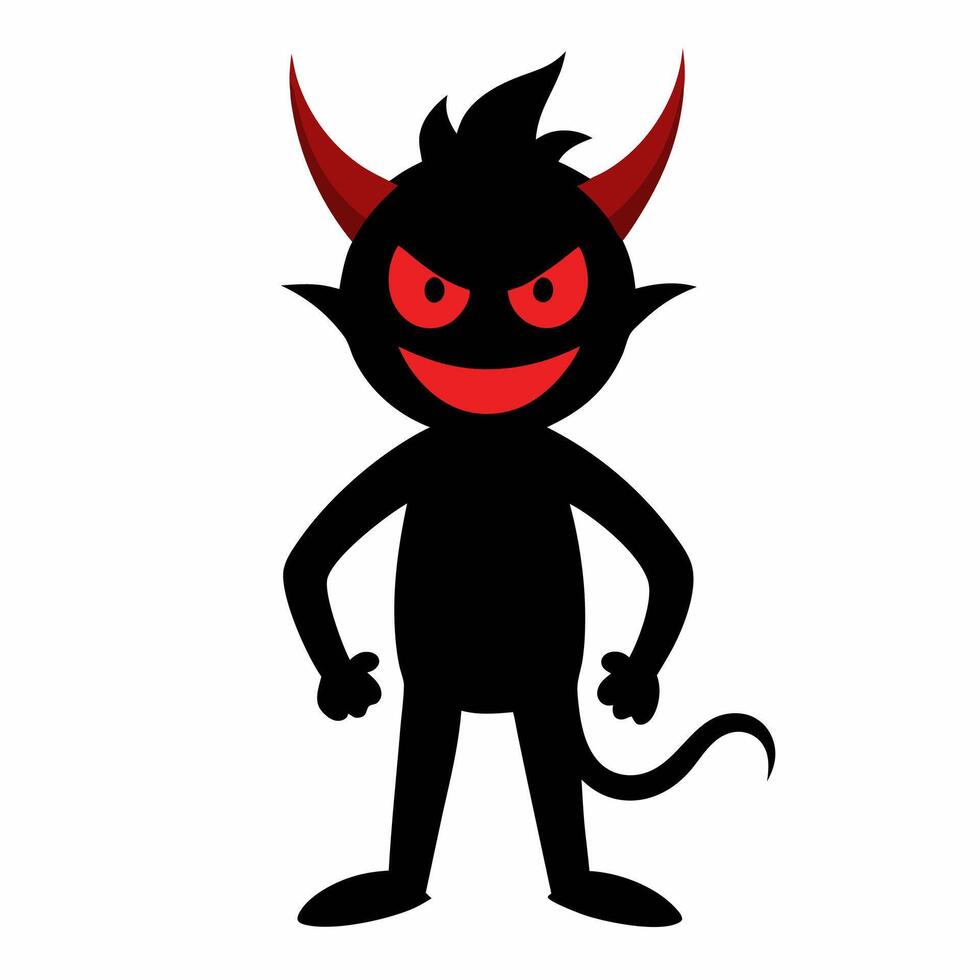 Black devil cartoon illustration perfect for spooky designs vector