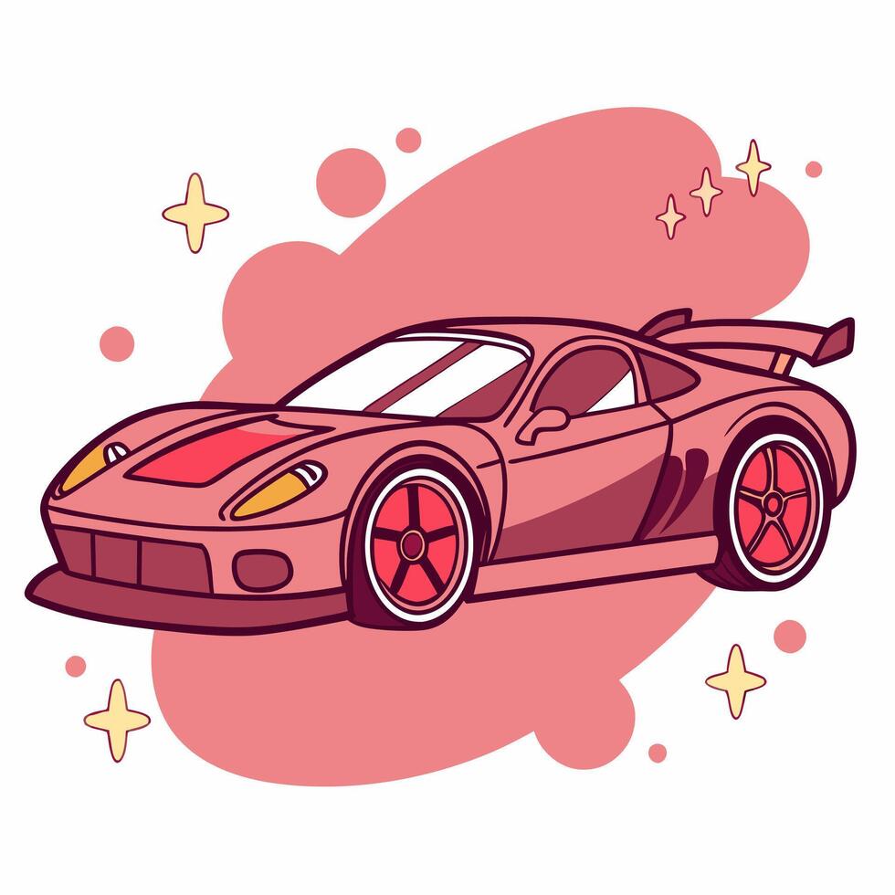 Colorful cartoon car graphic perfect for digital stickers and designs. vector