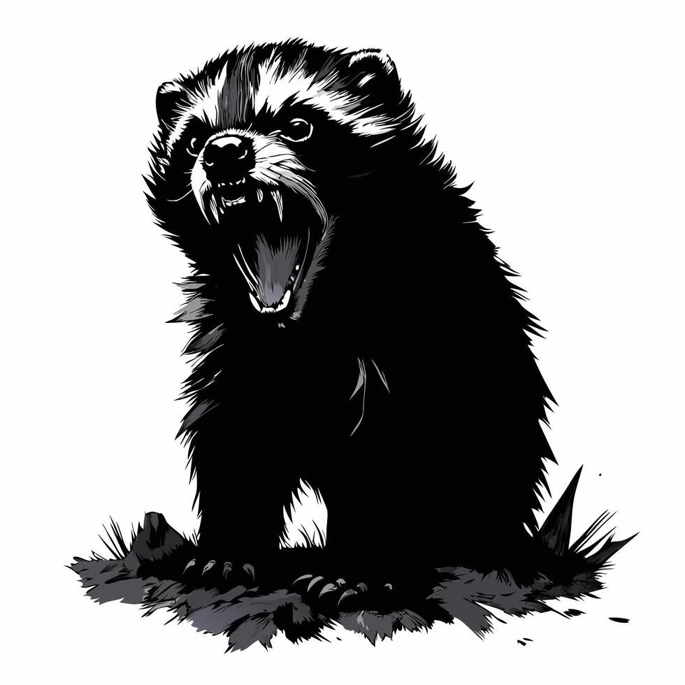 Strong angry bear silhouette perfect for wildlife projects. vector