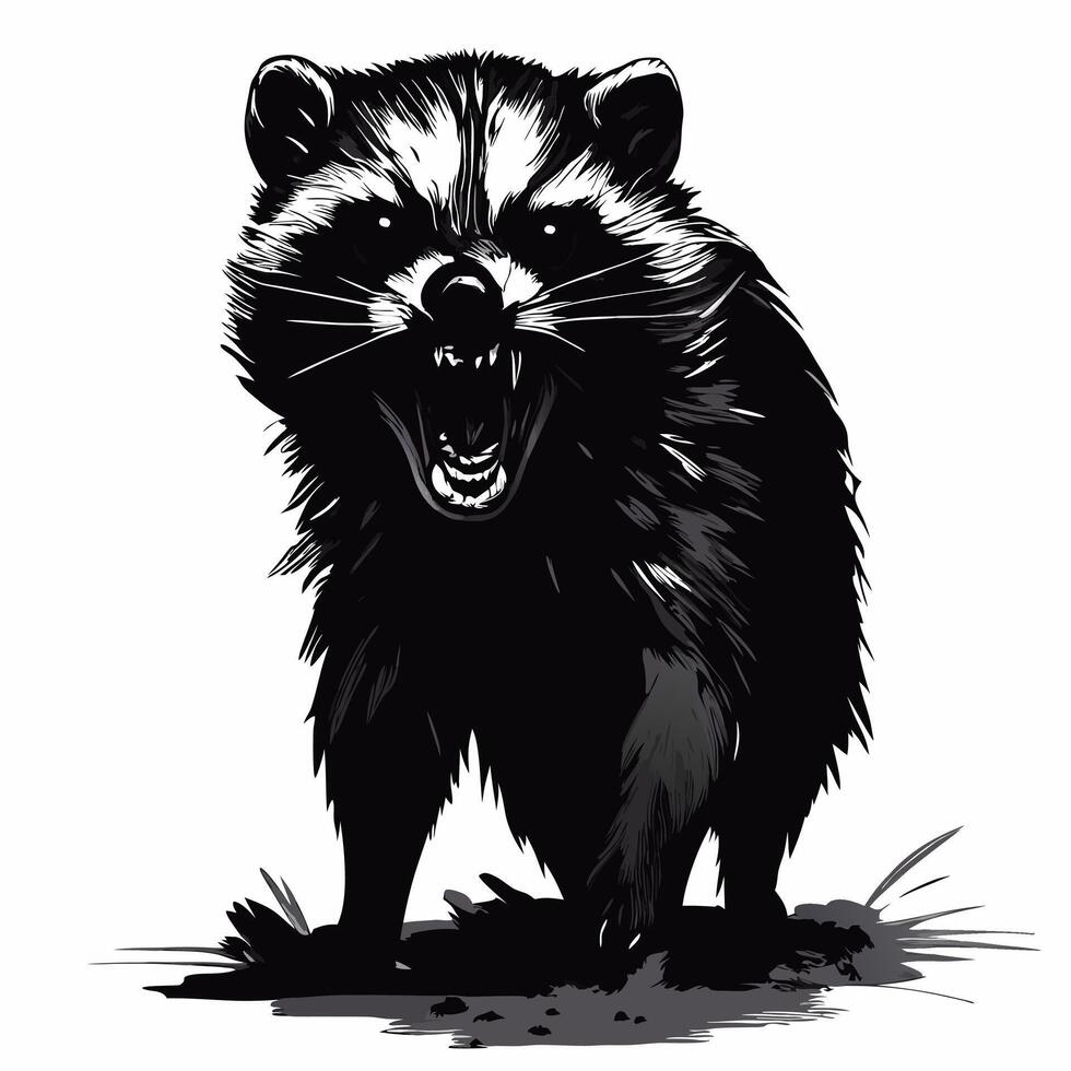 Roaring bear silhouette showing a powerful wild predator design. vector