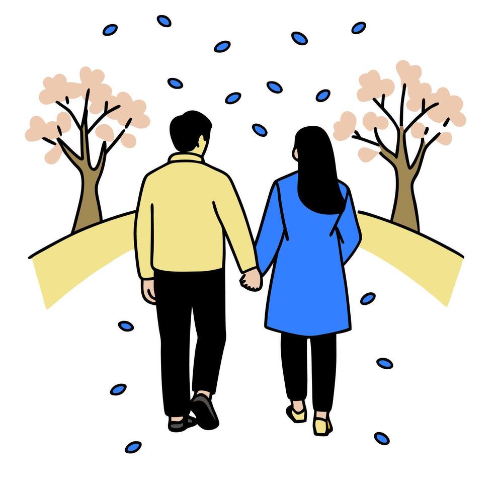 Valentines Day love illustration with a charming couple. vector