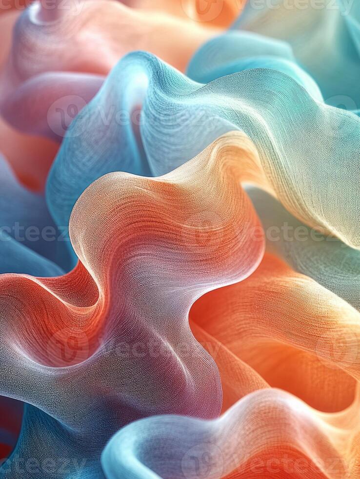 Colorful abstract flowing fabric creating smooth waves photo