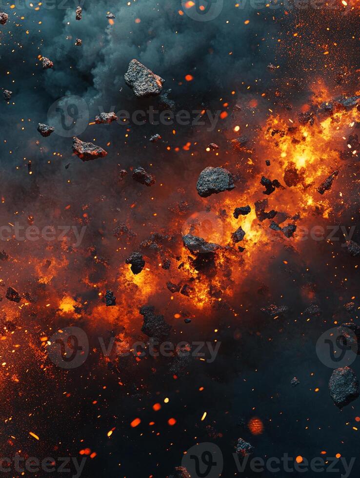 Burning fire blasting exploding photo