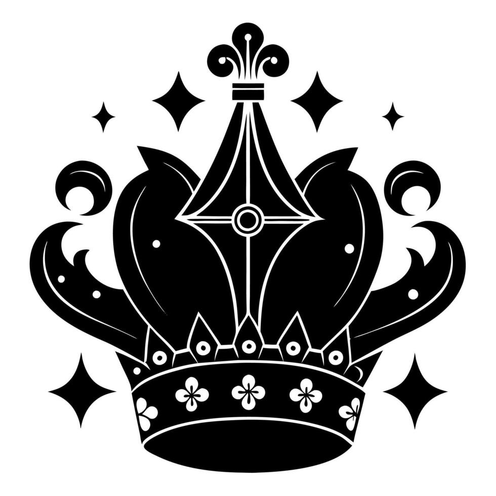 Vintage crown silhouette art illustration for classic royal design vector