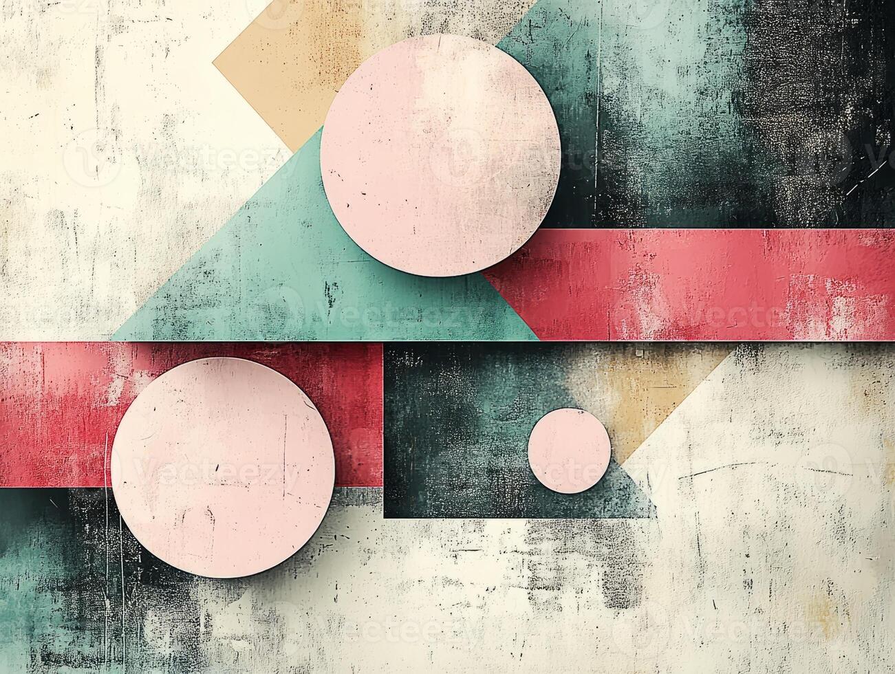 Abstract geometric background showing pink circles and colorful rectangles photo