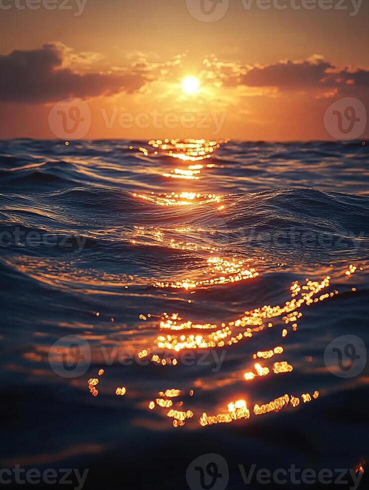 calm ocean waves at dusk photo