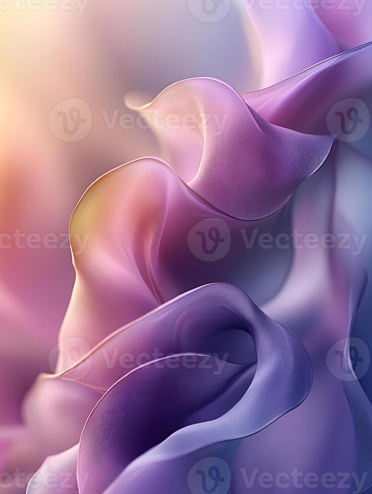 Abstract flowing cloth creating smooth waves in purple tones photo