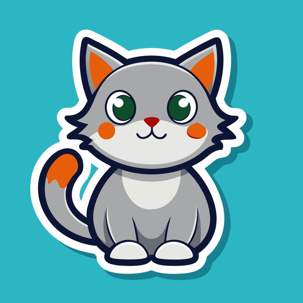 Playful cat sticker illustration perfect for fun and colorful designs vector