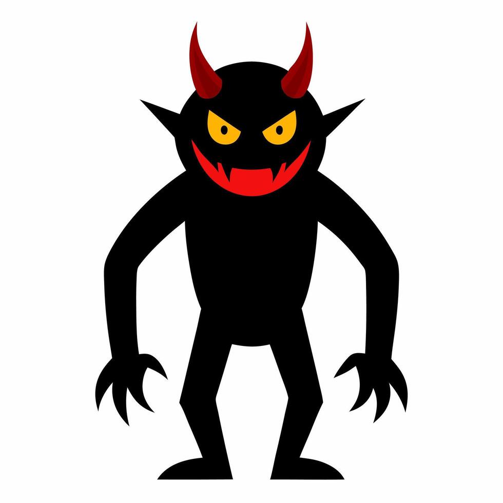 Evil black devil cartoon art ideal for Halloween themes vector