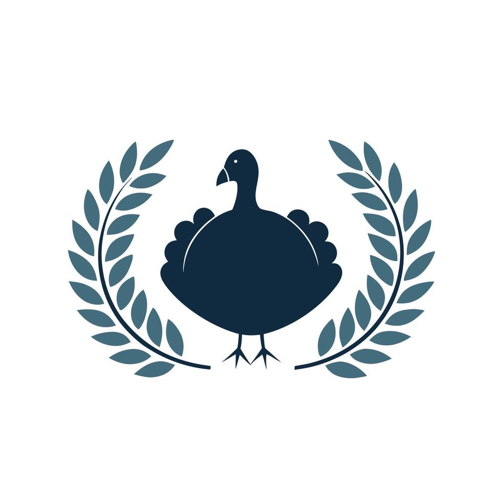 Unique turkey logo with wreath art for creative branding. vector