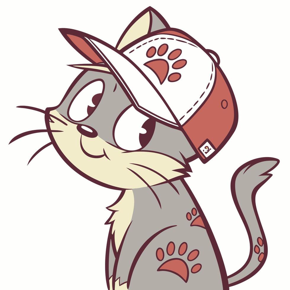 Cute cartoon cat art illustration for creative projects vector
