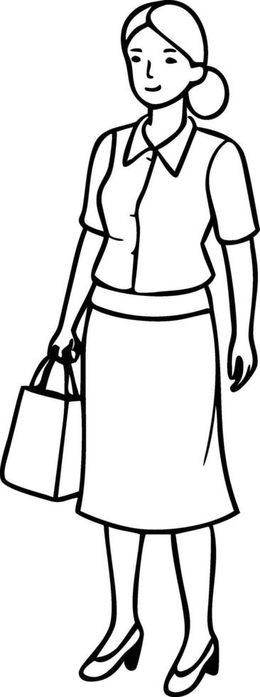 Drawing of a lady school teacher vector